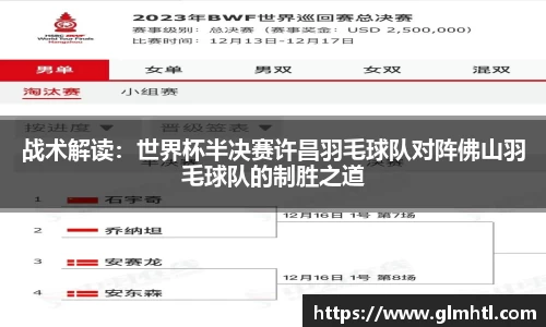 战术解读：世界杯半决赛许昌羽毛球队对阵佛山羽毛球队的制胜之道